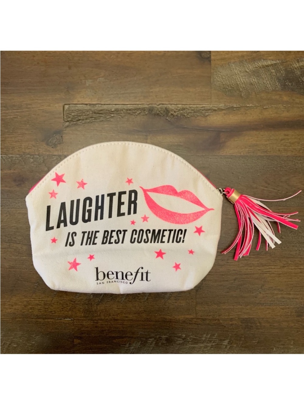 ✅ Benefit “Laughter is the best cosmetic” small cosmetic or makeup bag